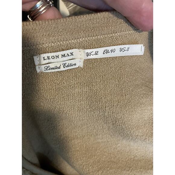 Leon Max Tan Merino Wool Blend Teddy Fleece Cardigan Sweater Jacket Size 8 - Picture 7 of 7